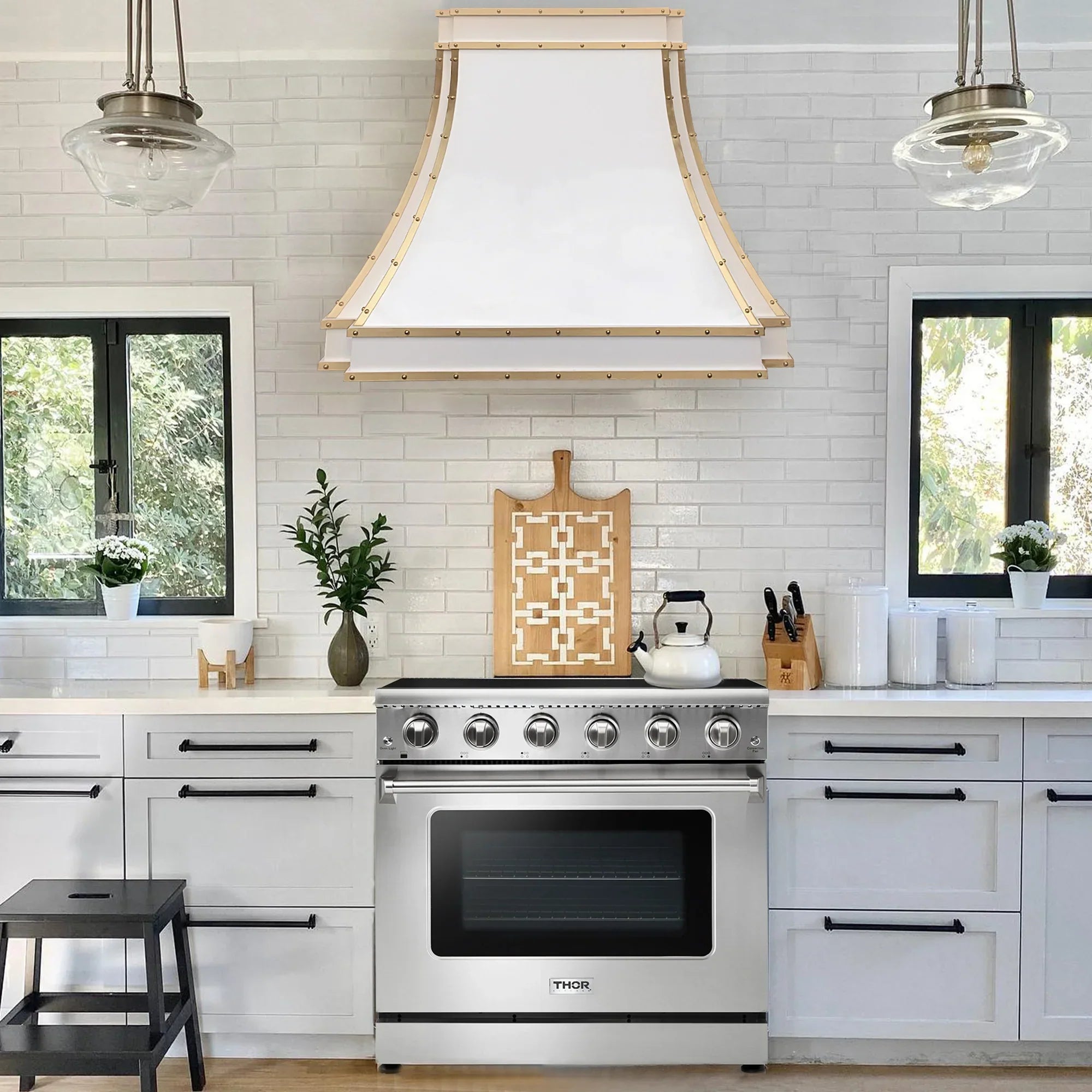 Premium Stainless Steel Range Hood with Custom Color & Pot Rail - Modern Kitchen Ventilation for Home Chefs | Perfect for Gas Stoves, Cooking, and Smoke Removal