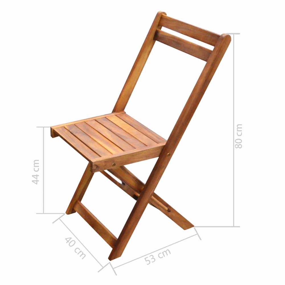 3-Piece Acacia Wood Bistro Table Set for Outdoor Patio - Solid Wood Dining Furniture Without Cushions - Perfect for Garden, Balcony, and Backyard Relaxation