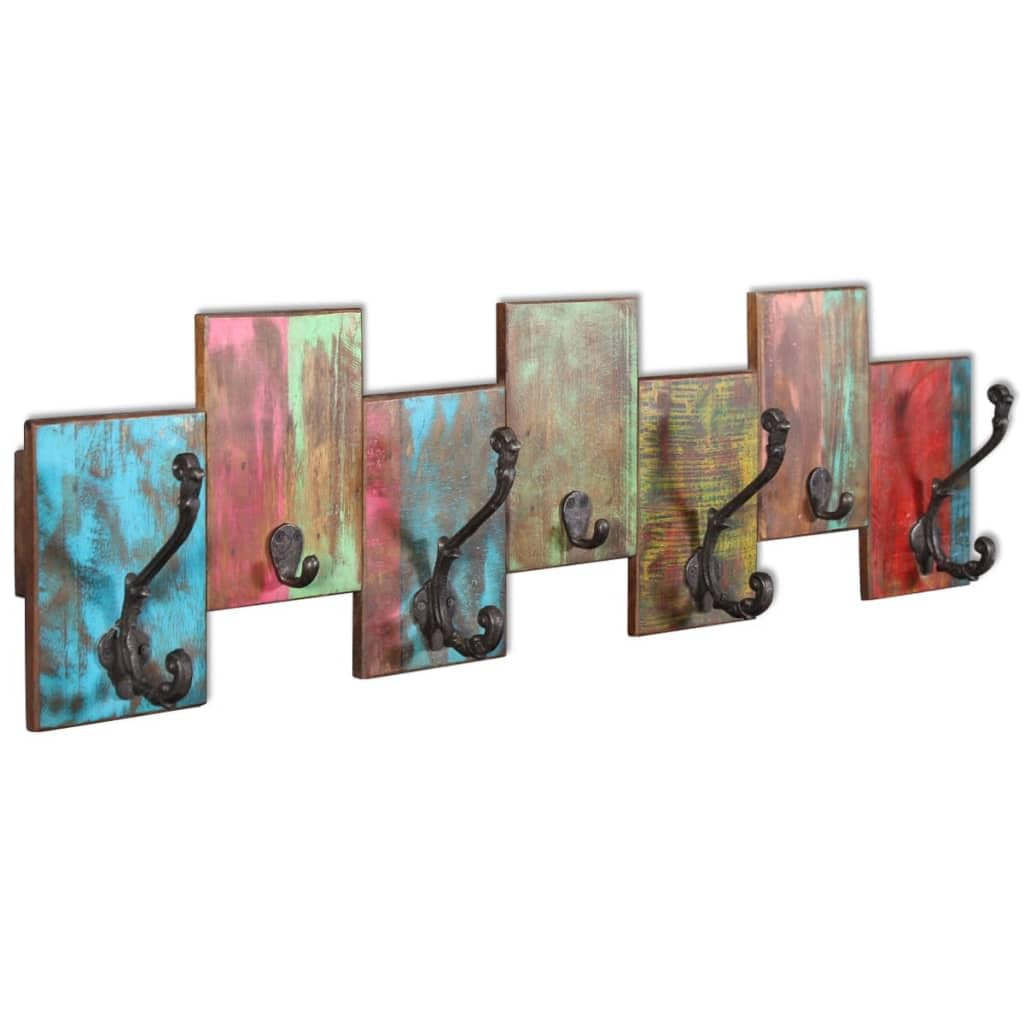 vidaXL Solid Reclaimed Wood Coat Rack - Handcrafted Wall Hooks for Clothes, Hats & Bags | 30.7 x 9 Inches | Entryway Organizer, Bedroom Decor & Hallway Storage Solution