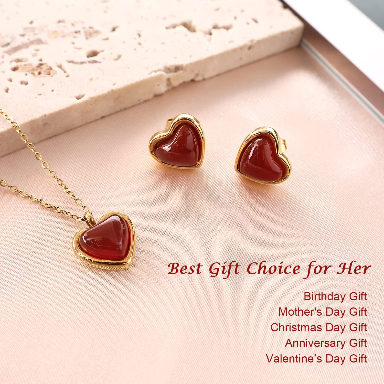 Elegant Carnelian Crystal Heart Necklace for Women - Perfect Valentine's Day Gift, Birthday Present & Anniversary Jewelry - Ideal for Romantic Dates, Special Occasions & Everyday Wear