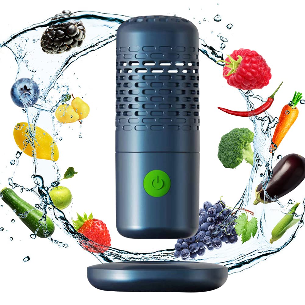 UNNINI Portable 4400mAh USB Rechargeable Fruit and Vegetable Cleaner Machine - Automatic Household Fruit Washer for Fresh Produce, Compact Capsule Design (Blue) | Perfect for Kitchen, Camping, Travel & Healthy Eating