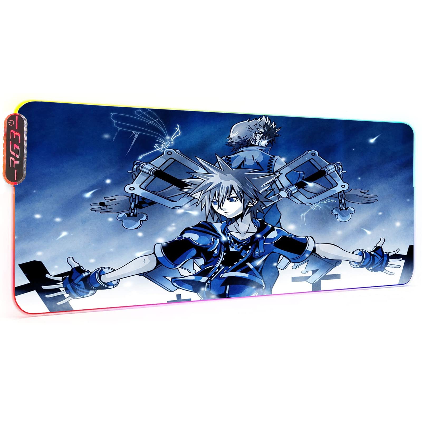 RGB Gaming Mouse Pad XXL - 300x800mm Large Extended Mousepad with LED Lights & Stitched Edges | Perfect for Kingdom Hearts Fans, PC Gaming Setup, and Office Work Desk Accessories