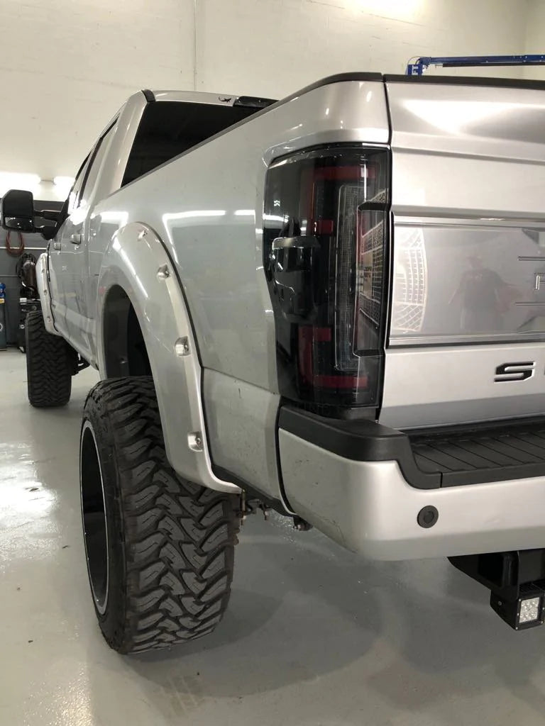 Ford Super Duty F250 F350 F450 F550 2017-2019 LED Tail Lights - Smoked OLED Replacement for OEM - Upgrade Your Truck Lighting for Night Driving & Enhanced Visibility