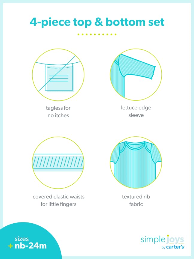 Carter's Simple Joys 4-Piece Baby Textured Outfit Set - Soft Unisex Newborn Clothes for Comfort & Play | Perfect for Daycare, Photo Shoots & Gift Giving