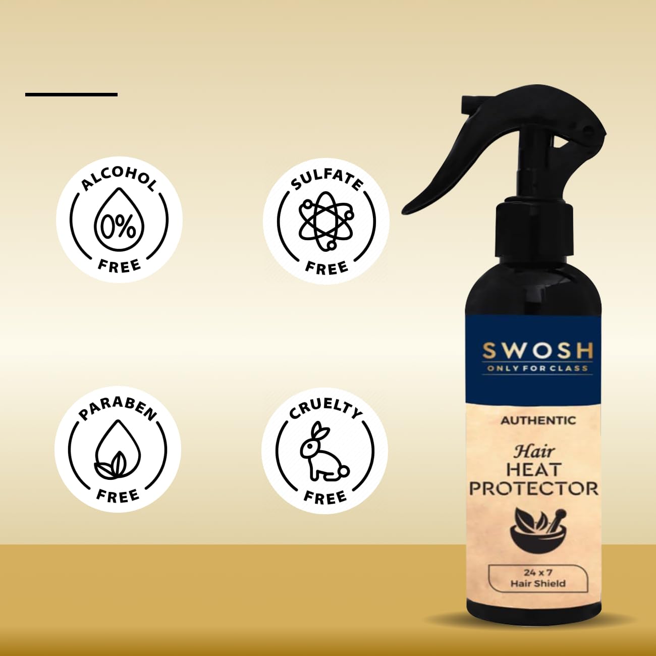 SWOSH Heat Protection Spray for Hair - 200ml with Argan Oil & Keratin | Sulfate Free, Paraben Free Hair Styling Mist | Protects Against Heat Damage & Reduces Frizz | Perfect for Blow Drying, Straightening & Curling