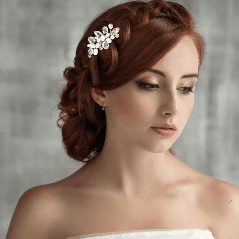 Elegant Rose Gold Bridal Hair Comb with Swarovski Crystals & Pearls - Perfect for Weddings, Prom & Formal Events - A7784
