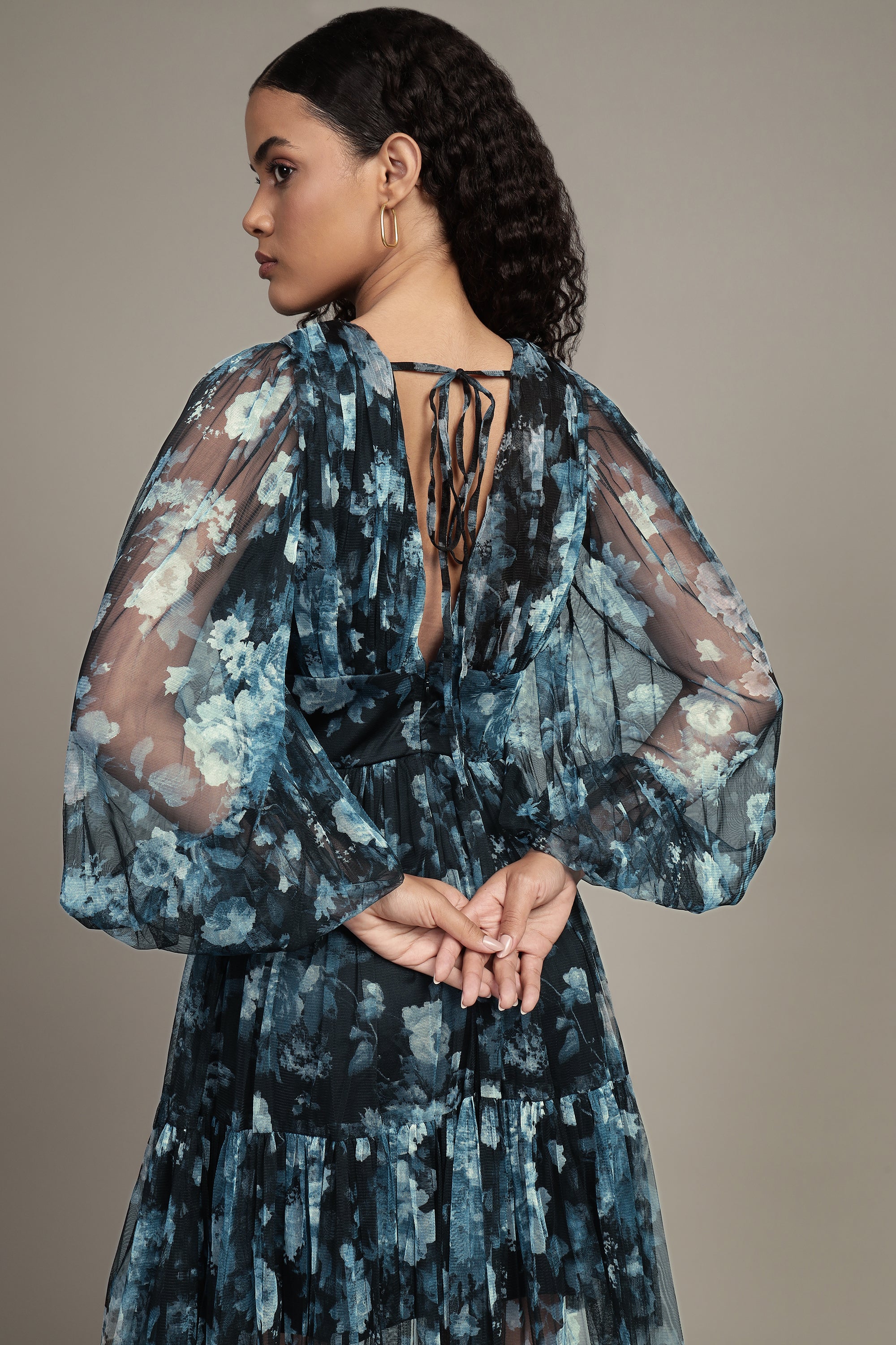 Rome Blue Floral Tulle Mini Dress - Elegant Party Dress for Women, Summer Wedding Guest Dress, Boho Chic Cocktail Dress, Perfect for Date Night & Special Occasions