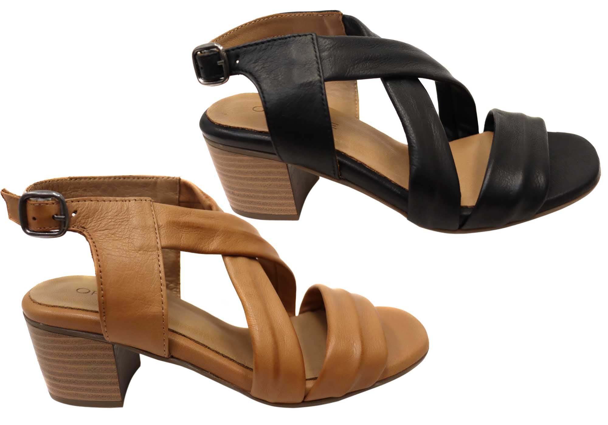 Orizonte Auckland Women's Comfortable European Leather Mid Heel Sandals - Perfect for Office, Wedding & Summer Outfits