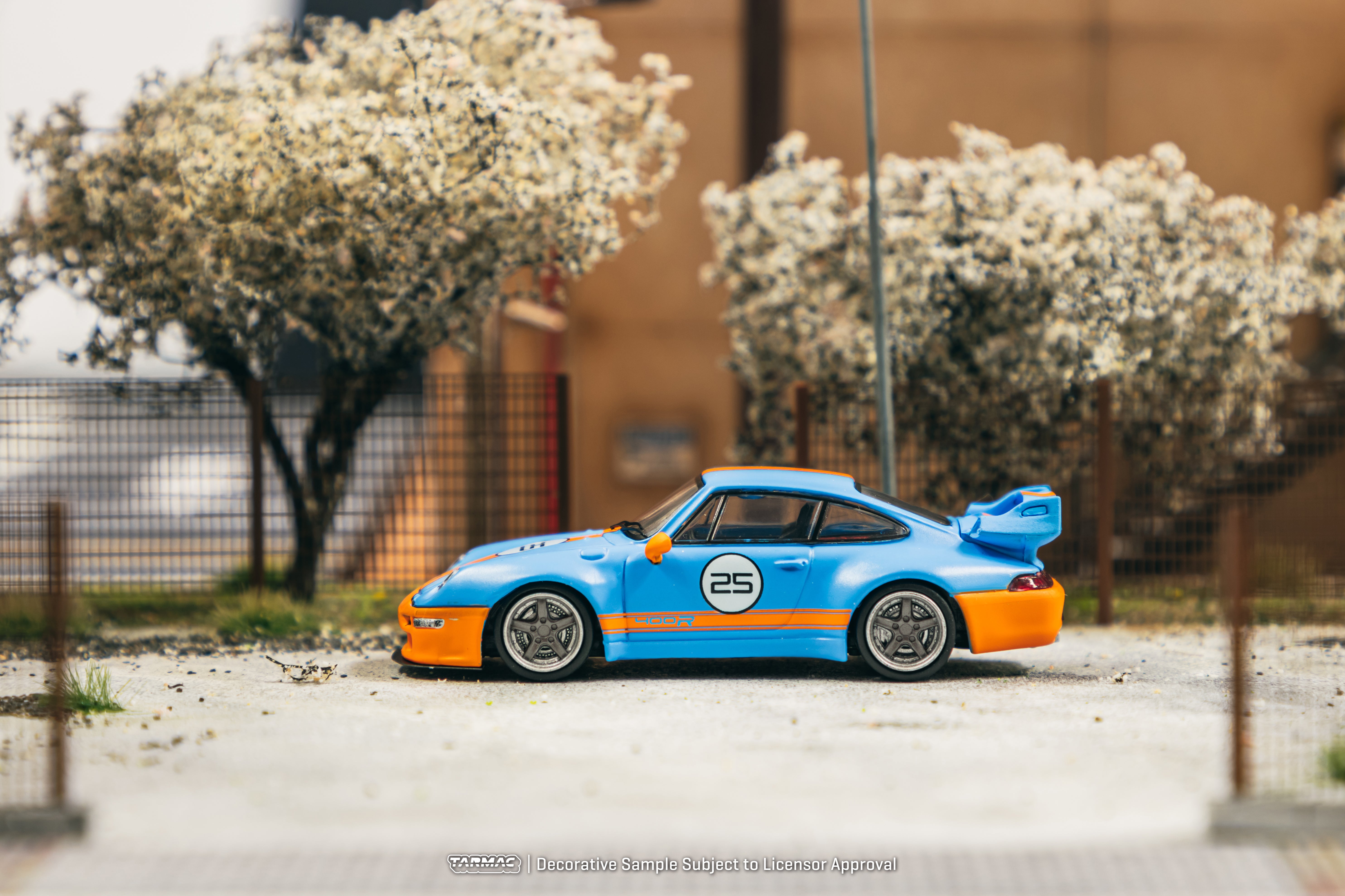 Tarmac Works 1/64 Porsche 993 Remastered By Gunther Werks Diecast Model Car - Blue & Orange - Hobby64 Collection - Perfect for Display, Collecting, and Racing Scenes