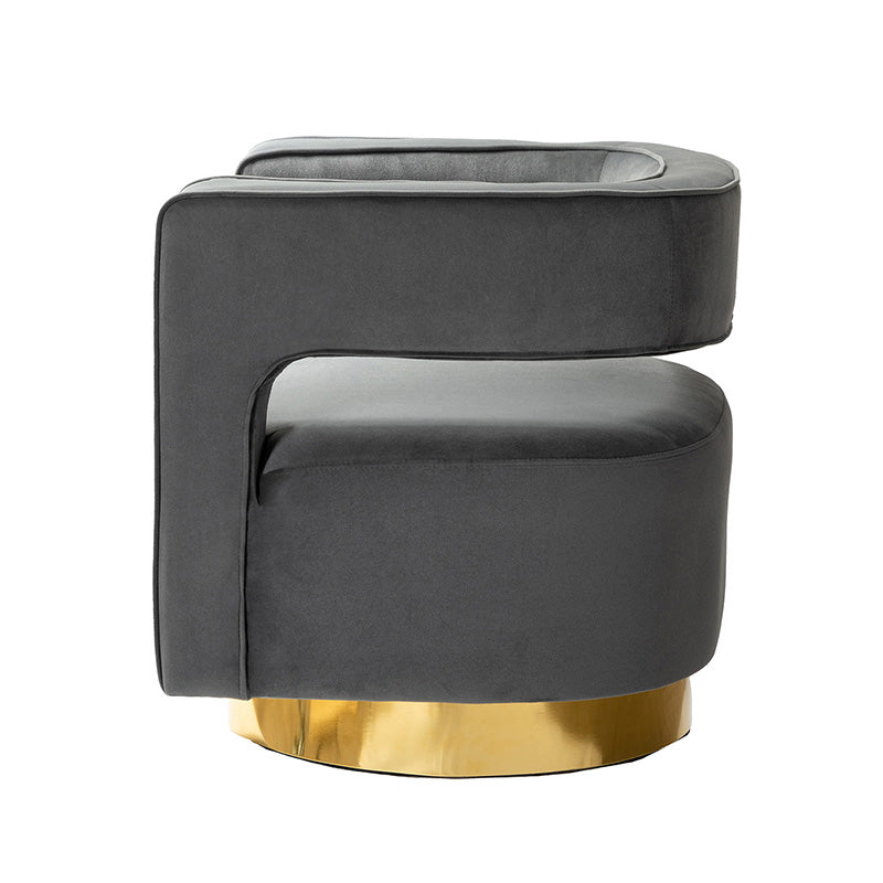 Agata Velvet Swivel Barrel Armchair - Modern Velvet Accent Chair with 360° Rotation for Living Room, Bedroom & Office