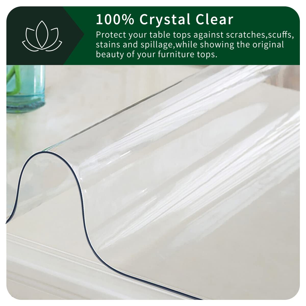 24x42 Inch Clear PVC Desk Cover Protector - 1.5mm Thick Rectangular Plastic Table Pad Mat, Waterproof & Non-Slip Vinyl Tablecloth for Coffee Table, Writing Desk, TV Stand, Makeup Vanity, Dining Table - Home & Office Organization Solution