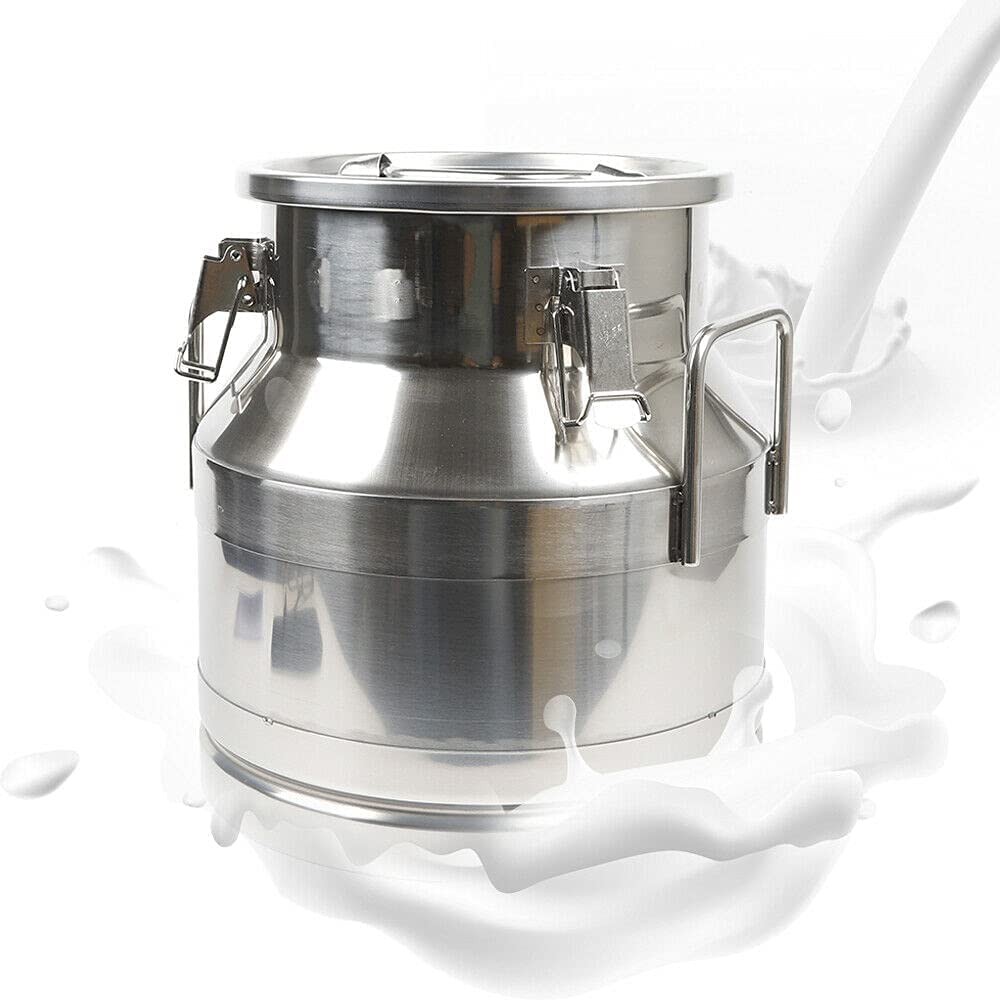 3.16 Gallon Stainless Steel Milk Can, Ice Bucket & Wine Chiller - Commercial Water Jug, Liquid Storage Pail & Fermentation Barrel - Multi-Purpose Kitchen Canister for Beverage Cooling, Brewing & Food Storage
