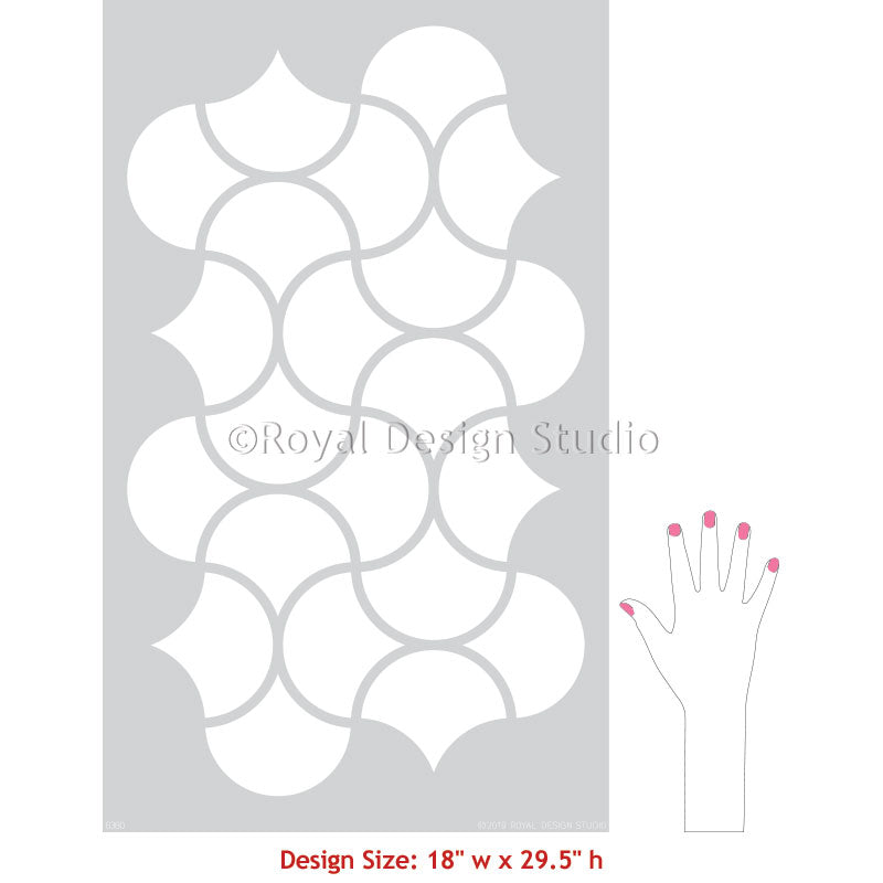 Osaka Scallops Allover Wall Stencil - DIY Home Decor Stencil for Painting Patterns on Walls, Furniture, and Floors | Perfect for Bedroom, Living Room, and Nursery Decoration