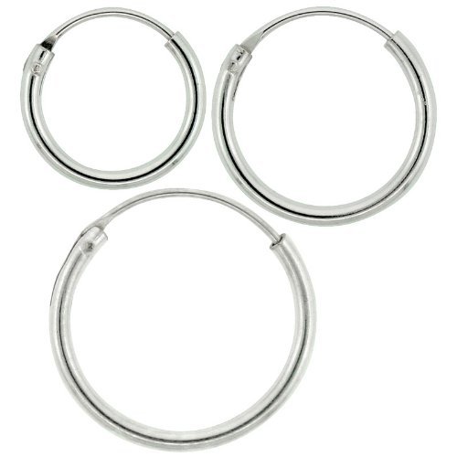 10-Piece Sterling Silver Hoop Earrings Set - 14mm, 16mm & 18mm Small Endless Hoops for Women - Perfect for Everyday Wear, Gifts & Layering Looks
