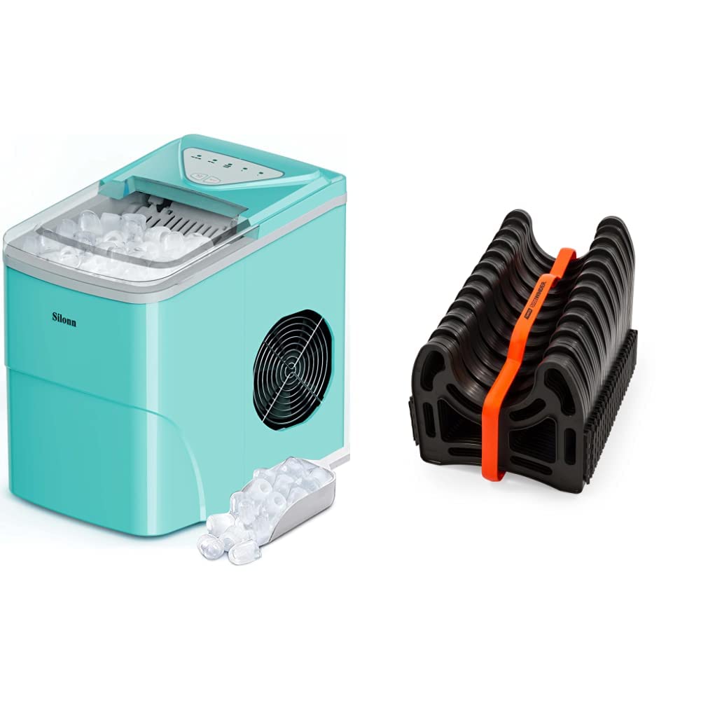 Silonn Countertop Ice Maker - 9 Bullet Ice Cubes in 6 Minutes | Camco 20ft RV Sewer Hose Support (43051) - Lightweight & Durable Plastic - Perfect for Home, Office, RV & Outdoor Use