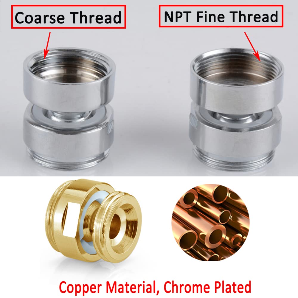 360 Degree Swivel Faucet Adapter - 24mm Female to 22mm Male NPT Thread Brass Connector for Kitchen Sink, Water Purifier & Tap Aerator | Perfect for Home, RV & Outdoor Use
