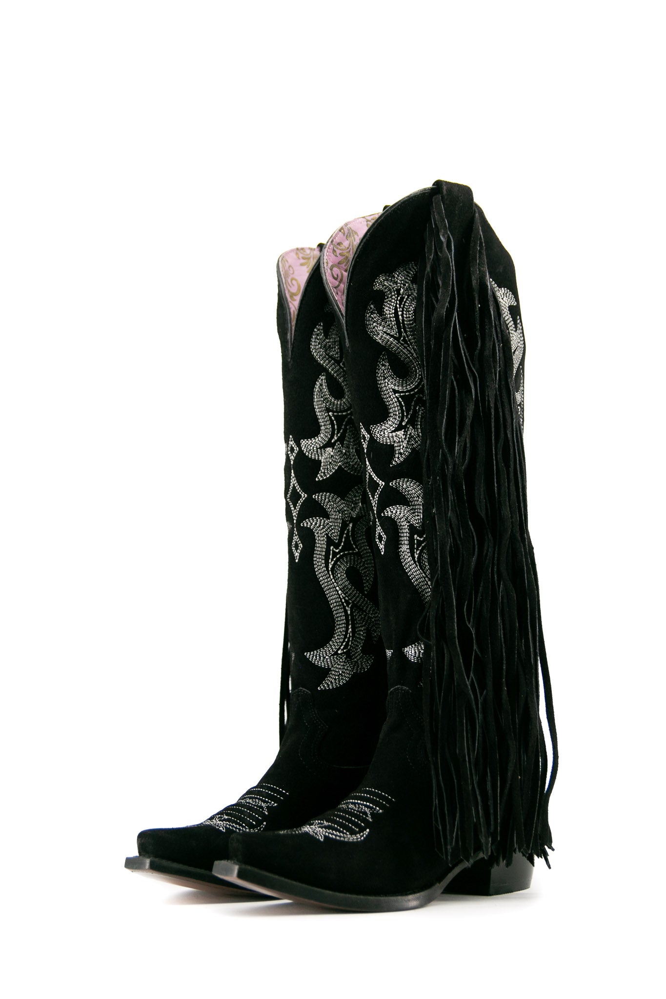 Maite Gamuza Tall Fringe Snip Toe Cowgirl Boots for Women - Western Riding & Country Fashion - Final Sale