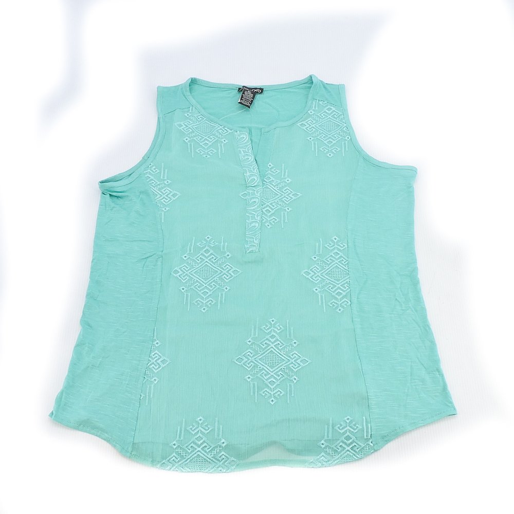 RXB Women's Sleeveless V-Neck Casual Tank Top - Soft Breathable Summer Blouse (Pool Blue, XL) for Beach, Pool Party, and Everyday Wear