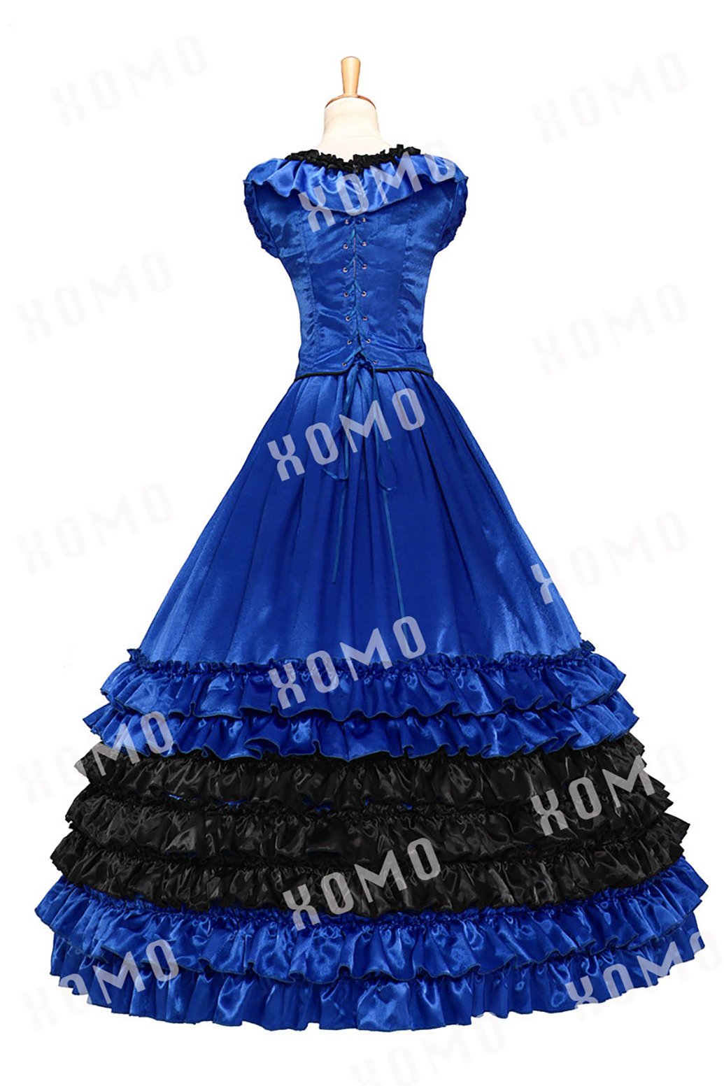 Elegant Colonial Civil War Style Satin Ball Gown - Luxury Prom Dress with Layered Ruffles for Historical Reenactments & Formal Events