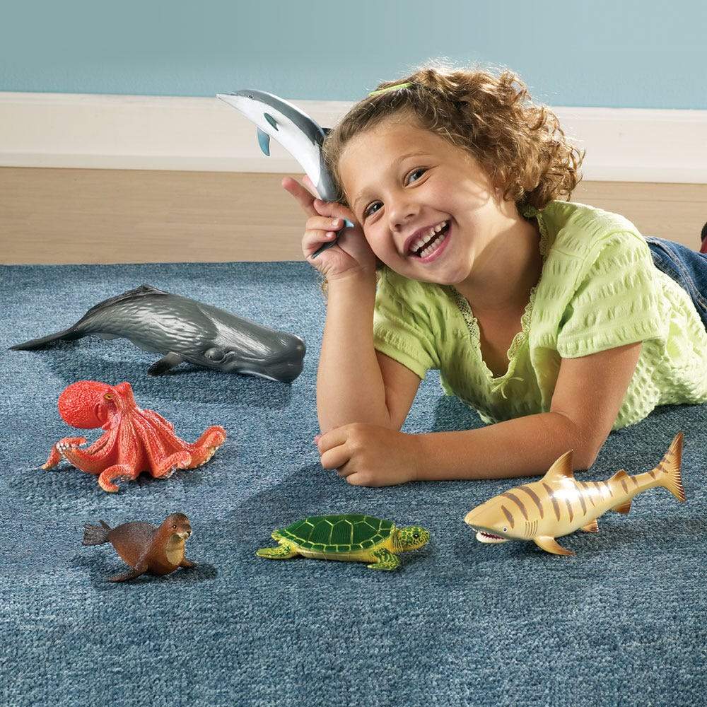 Jumbo Ocean Animals Toys - Large Sea Creature Figurines for Kids, Educational Marine Life Playset - Perfect for Bath Time, Classroom Learning & Ocean-Themed Parties