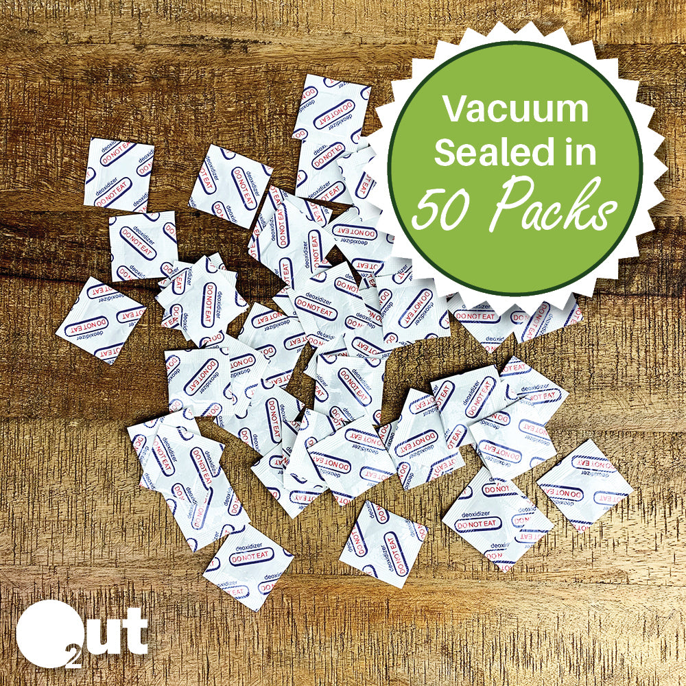100cc Oxygen Absorbers - Pack of 50 | Food Storage, Vacuum Sealing & Preservation | Extend Shelf Life for Dry Foods, Grains, Nuts & More