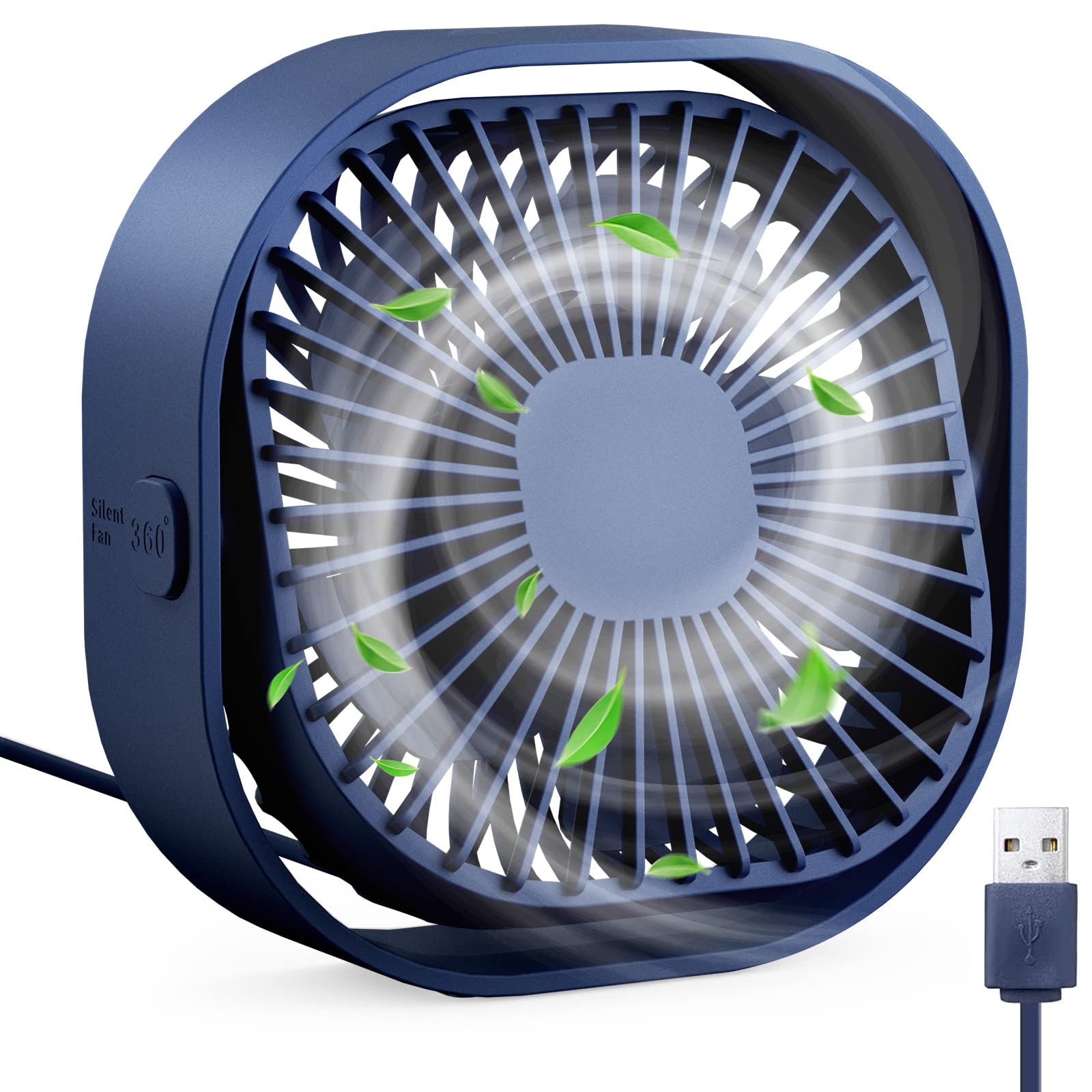 4 Inch Small USB Desk Fan - 3-Speed Portable & 360° Rotatable Mini Cooling Fan with USB Power for Home, Office, Bedroom, Dorm | Perfect for Indoor & Outdoor Use, Summer Cooling, and Gifts