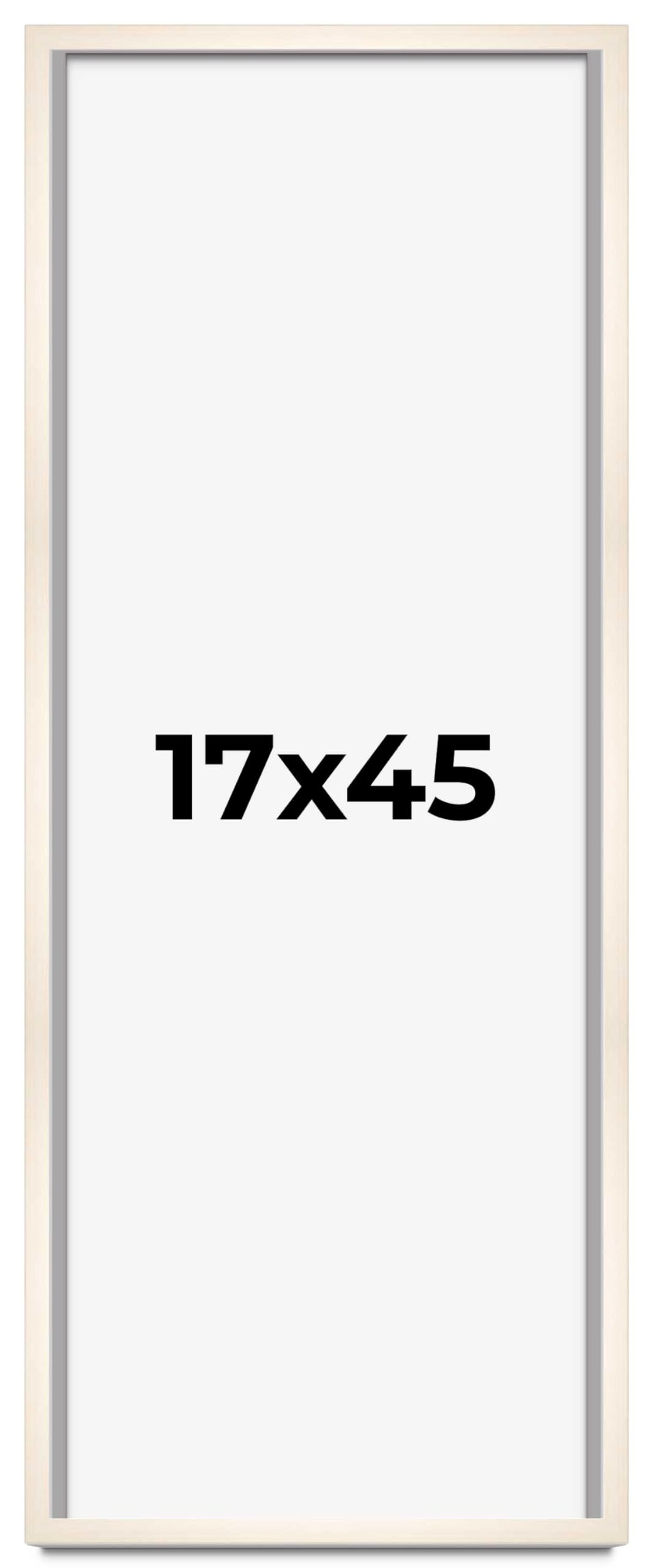 CountryArtHouse 17x45 White Washed Solid Wood Picture Frame with 0.8125 Inch Moulding - Includes UV Acrylic Plexiglass, Acid-Free Foam Backing & Hanging Hardware - Perfect for Wall Art, Family Photos & Home Decor