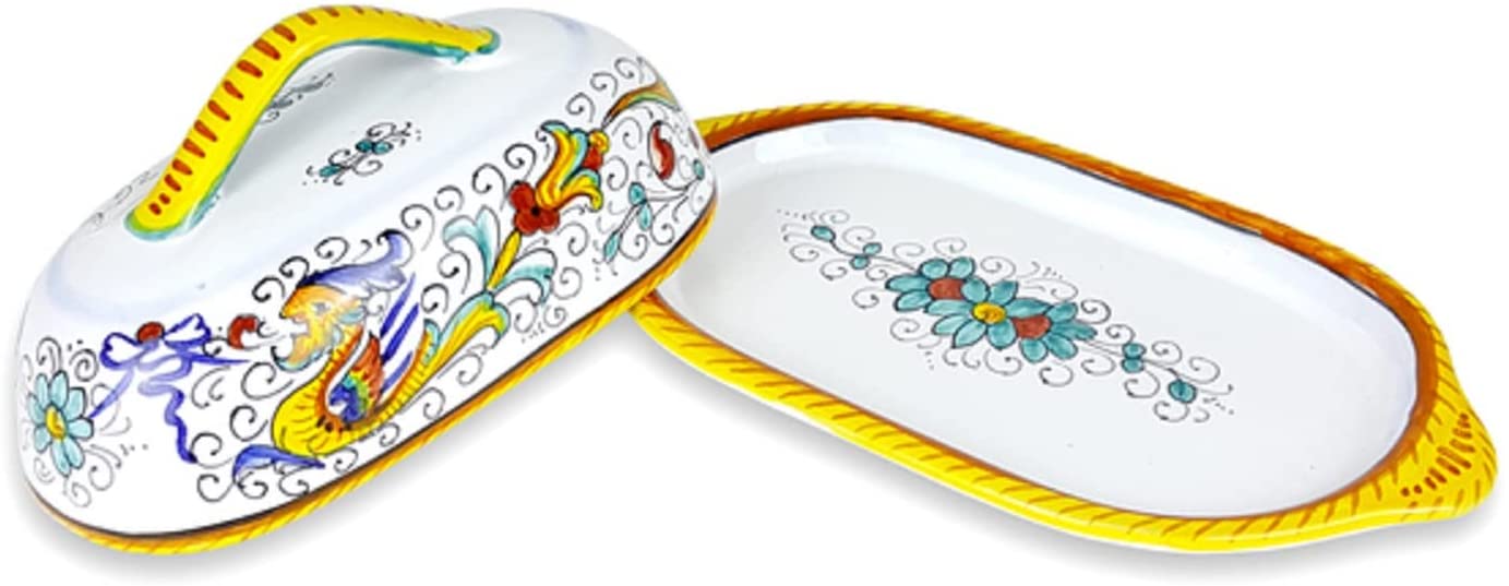 Deruta Italy by Gute | Authentic Handcrafted Raffaellesco Ceramic Butter Dish | Handpainted Italian Pottery Made in Deruta | Perfect for Kitchen Decor & Gift Giving