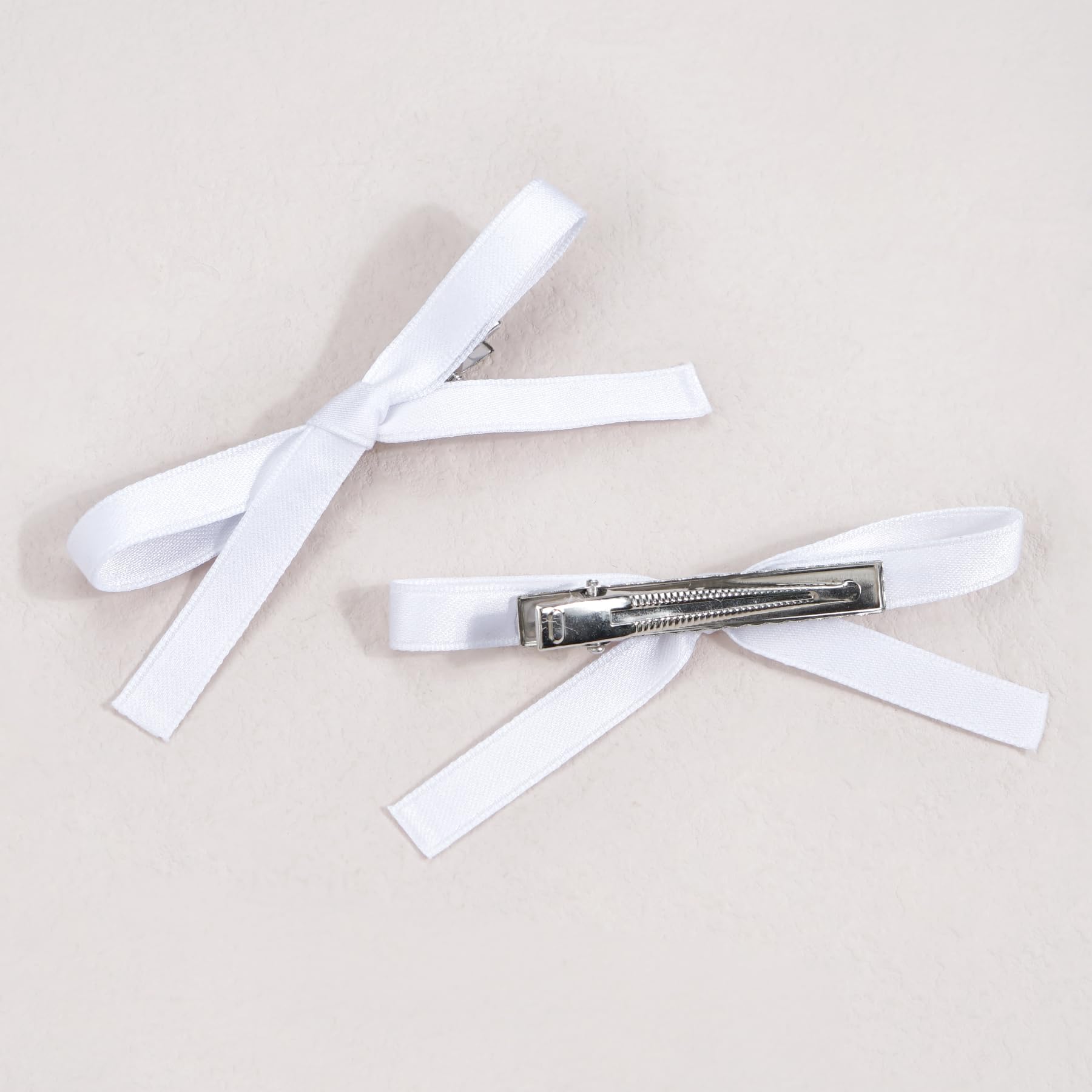 10pcs White Hair Bows Ribbon Clips - Mini Coquette Bow Claw Clips for Women, Girls & Toddlers - Perfect for Thick & Fine Hair - Great for Parties, Weddings & Everyday Styling