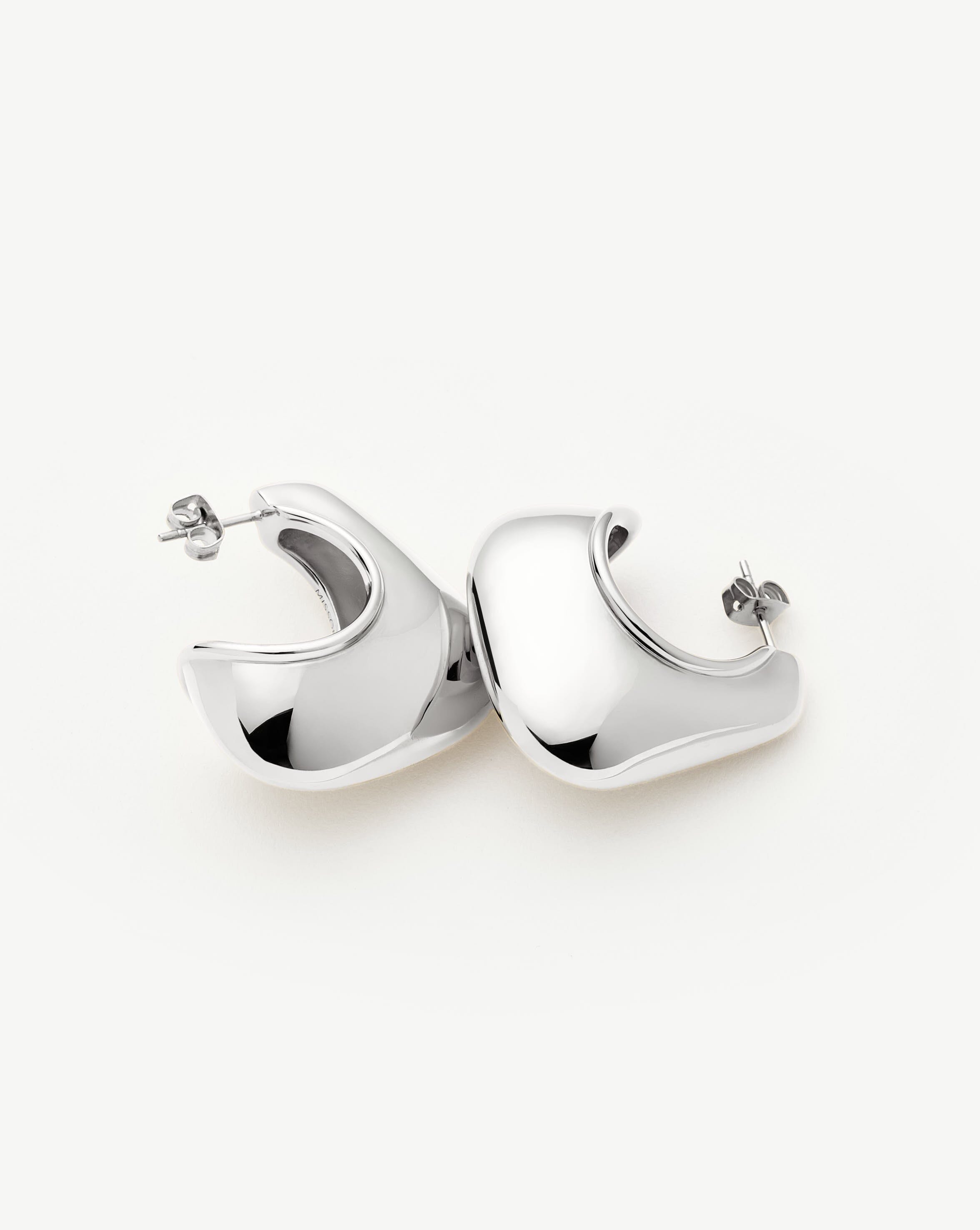 Hera Dome Large Hoop Earrings for Women - Silver Plated Fashion Jewelry | Perfect for Parties, Weddings & Everyday Wear