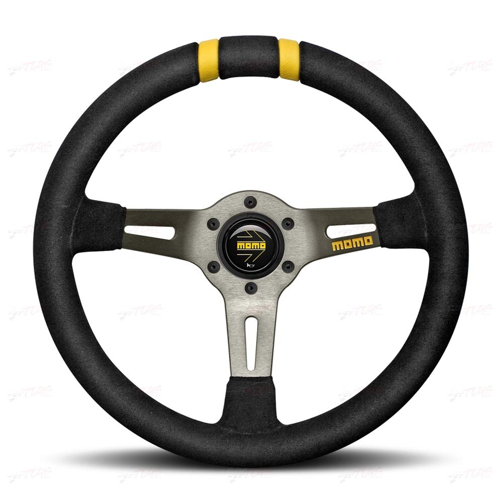 MOMO Motorsport MOD Drift Steering Wheel - 330mm Black Suede Grip with Brushed Anthracite Anodized Finish & 88mm Dish (Model R1907/33S) | Perfect for Sim Racing, Drifting, and Performance Driving Enthusiasts