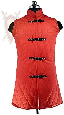 Medieval Gambeson Jacket Vest - Thick Padded Sleeveless Aketon Armor Coat | 100% Cotton Fabric for SCA, LARP, Cosplay & Historical Reenactment | Perfect for Renaissance Fairs, Theater Costumes & Medieval Combat Training