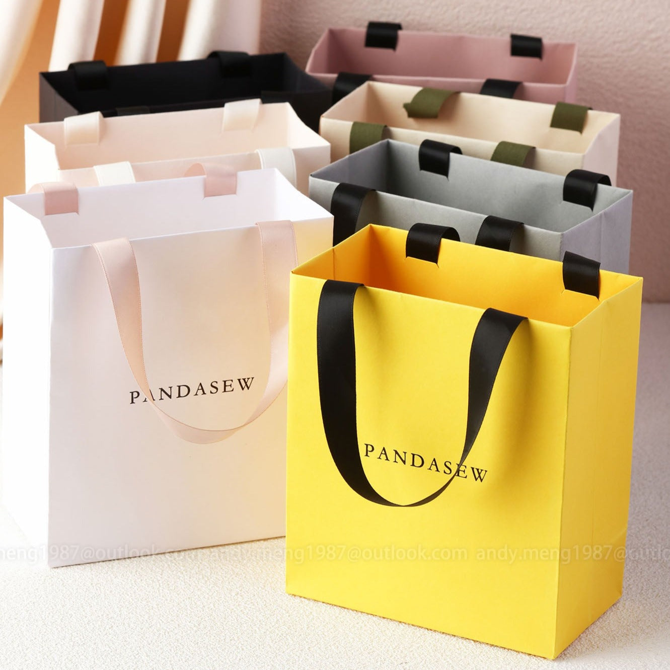 50pcs Custom Printed Paper Bags with Logo - 5x3x6 inches A1S&B1S Gift Bags for Wedding Favors, Thank You Gifts & Retail Packaging (STB 186) - Perfect for Parties, Events & Small Business Branding