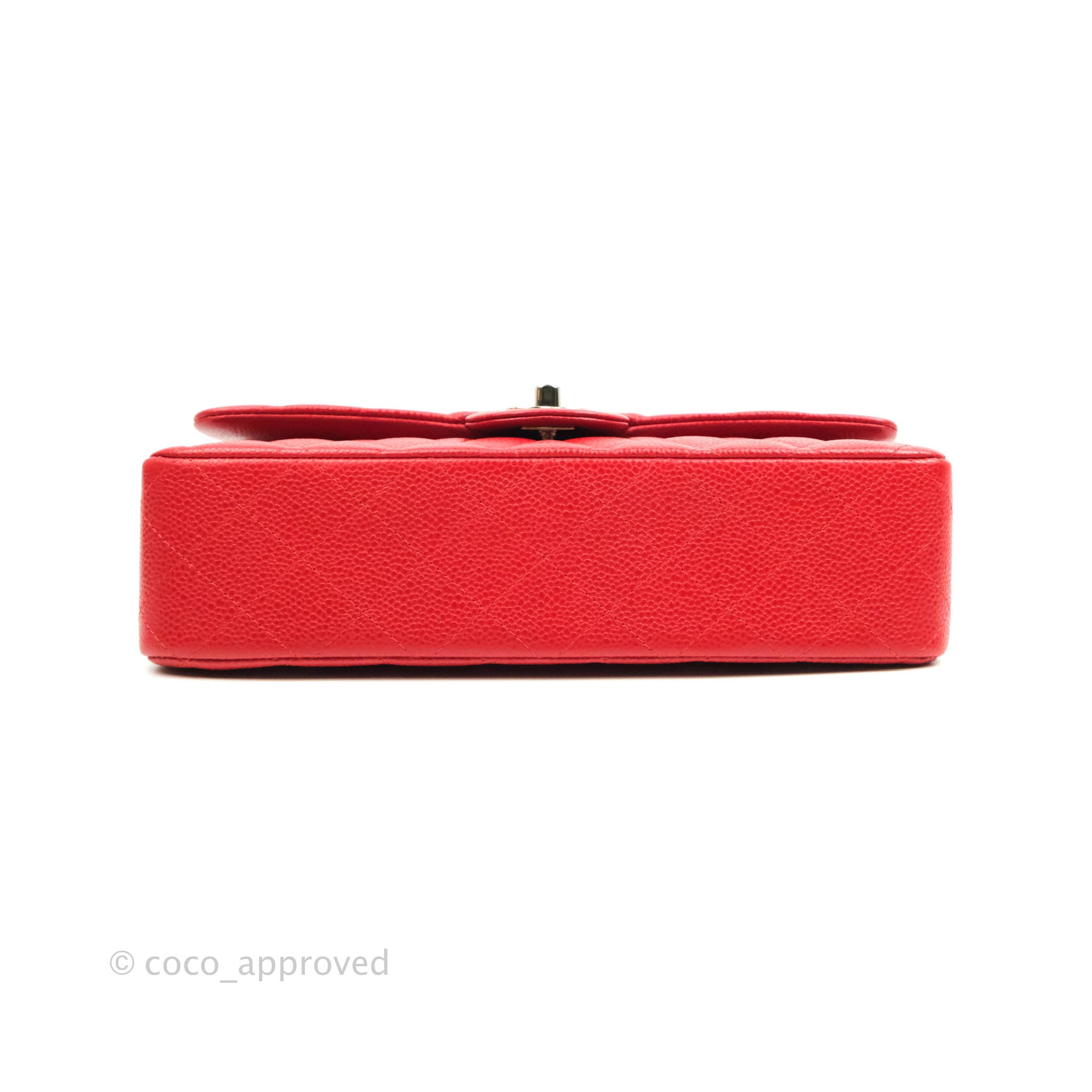 Chanel Classic Medium Double Flap Bag in Red Caviar Leather with Silver Hardware - Perfect for Work, Evening Events & Luxury Gift Giving