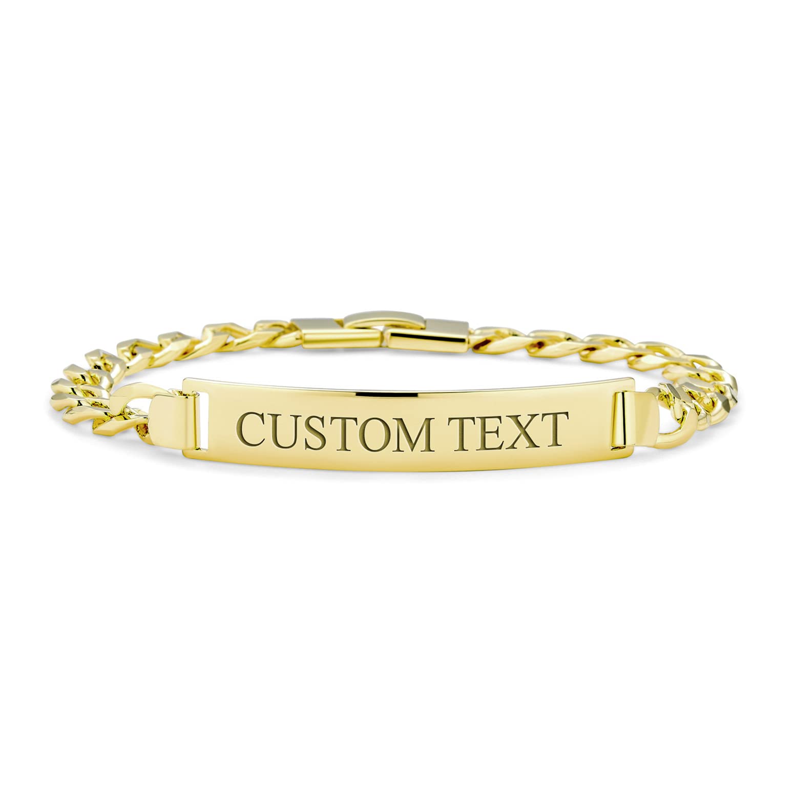 18K Gold Plated Name Engravable ID Bracelet for Women - Perfect Gift for Small Wrists