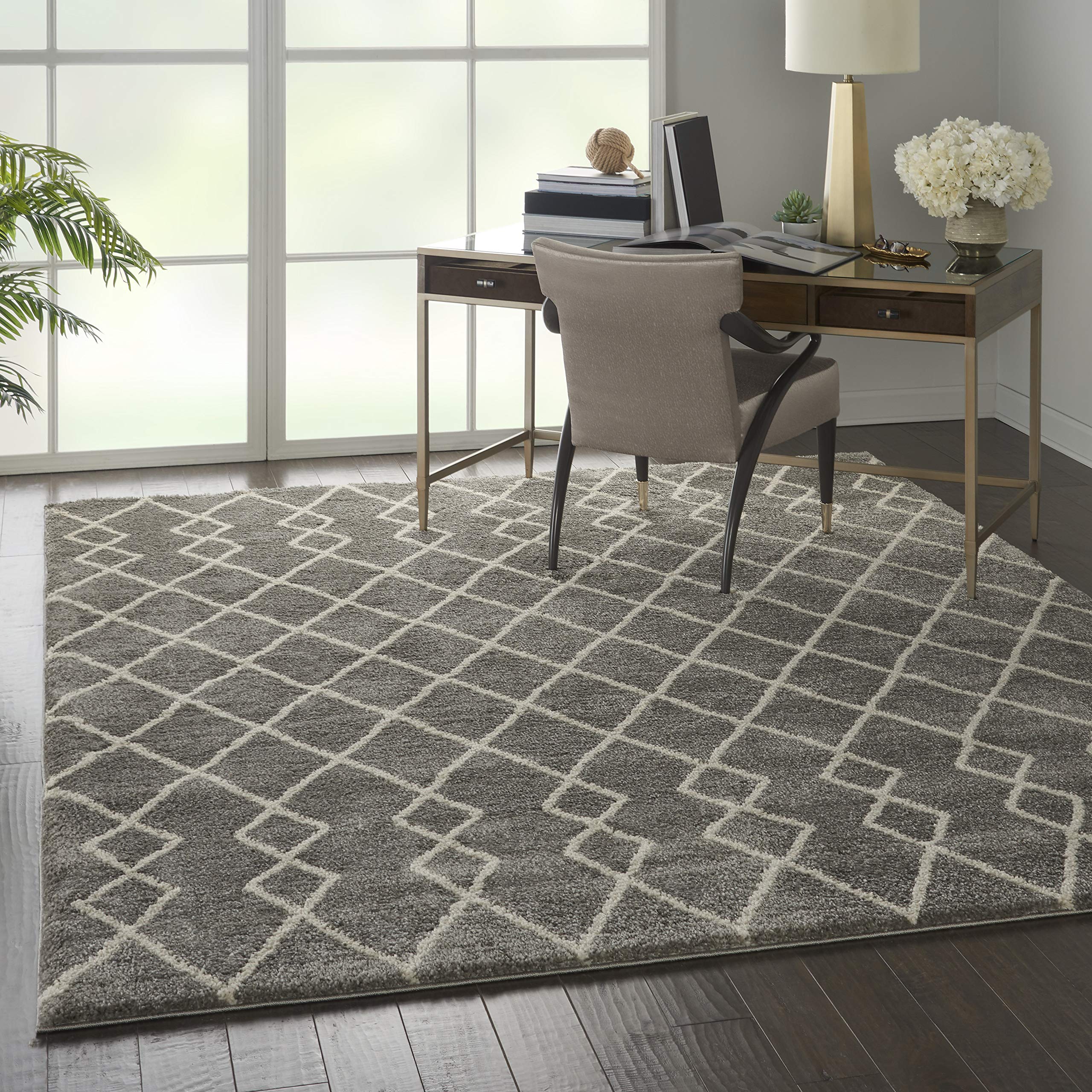 Nourison Geometric Shag Moroccan Silver 7'10