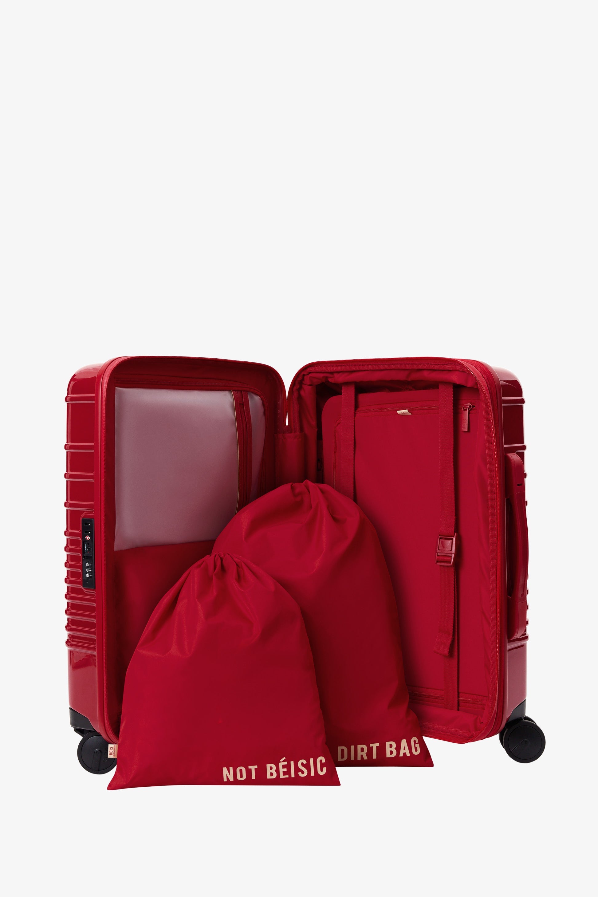 Text Me Red Carry On Roller Luggage - Lightweight & Durable Suitcase for Travel, Business Trips & Weekend Getaways