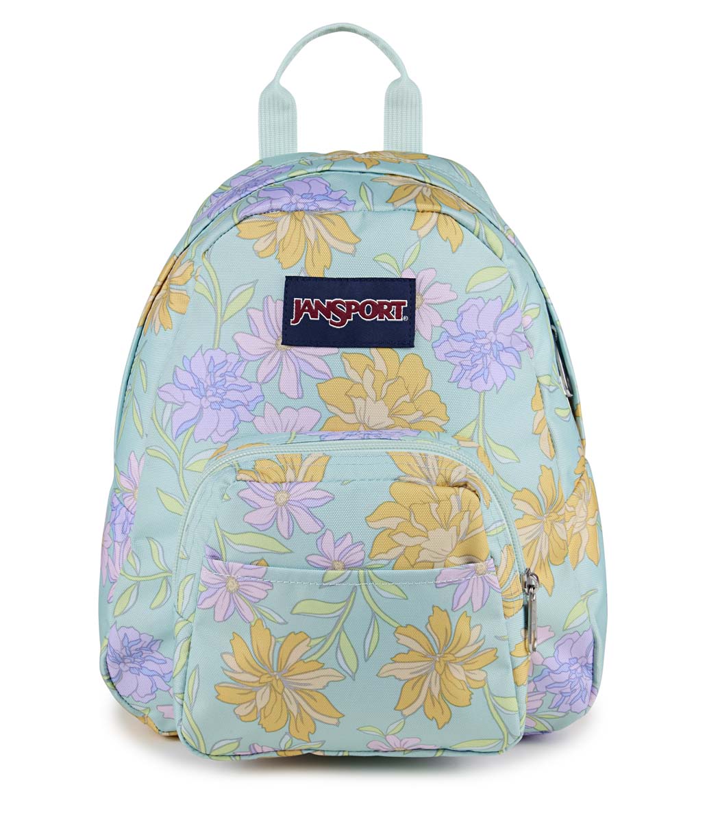 Jansport Half Pint Backpack - Lightweight School & Travel Daypack, Faded Floral Print in Fresh Mint Green | Perfect for College, Hiking & Everyday Use