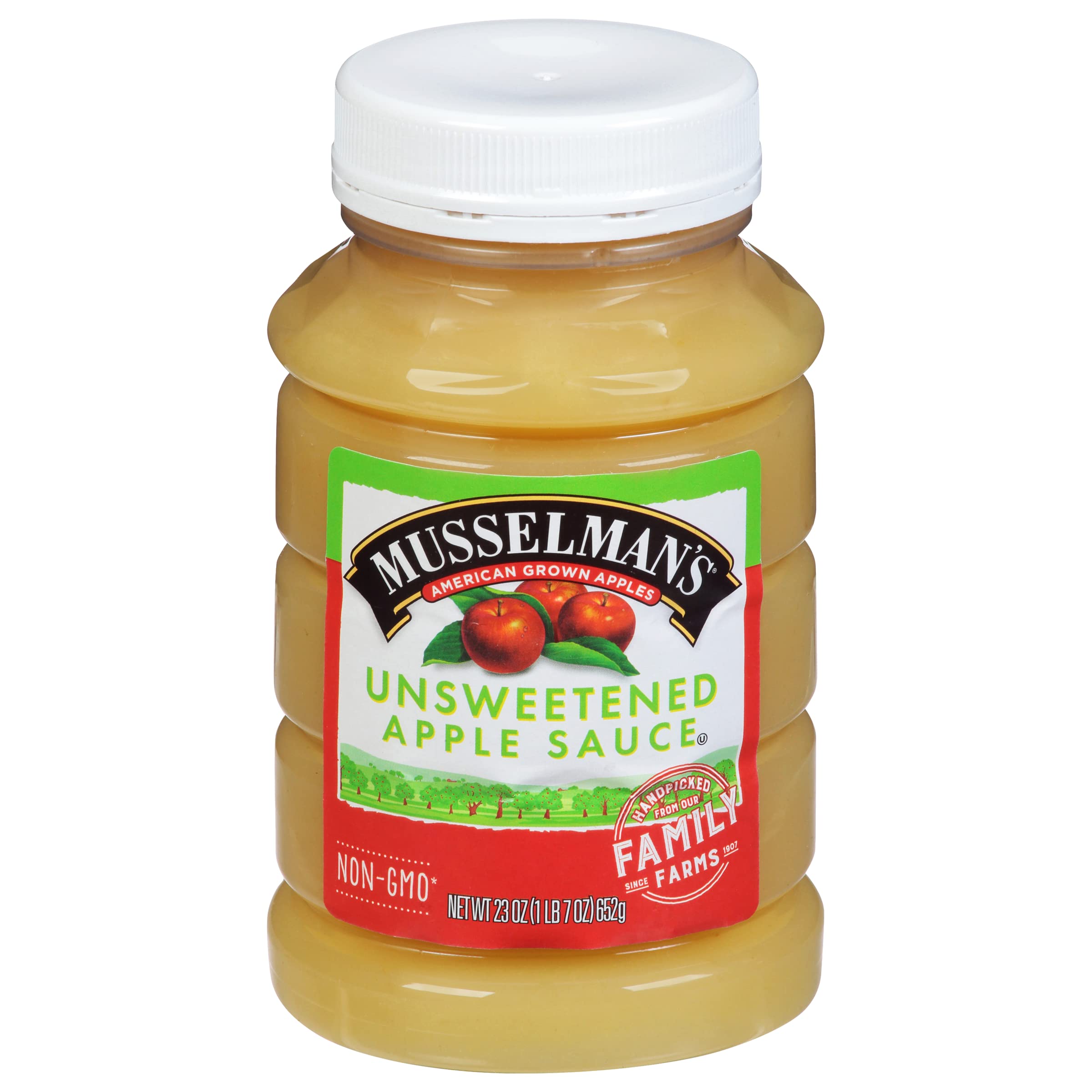 Musselman's Unsweetened Apple Sauce 23 oz - Healthy Snack for Kids, Baking Ingredient & Smoothie Base | No Sugar Added, Gluten Free, Vegan Friendly | Perfect for Lunchboxes, Desserts & Healthy Recipes