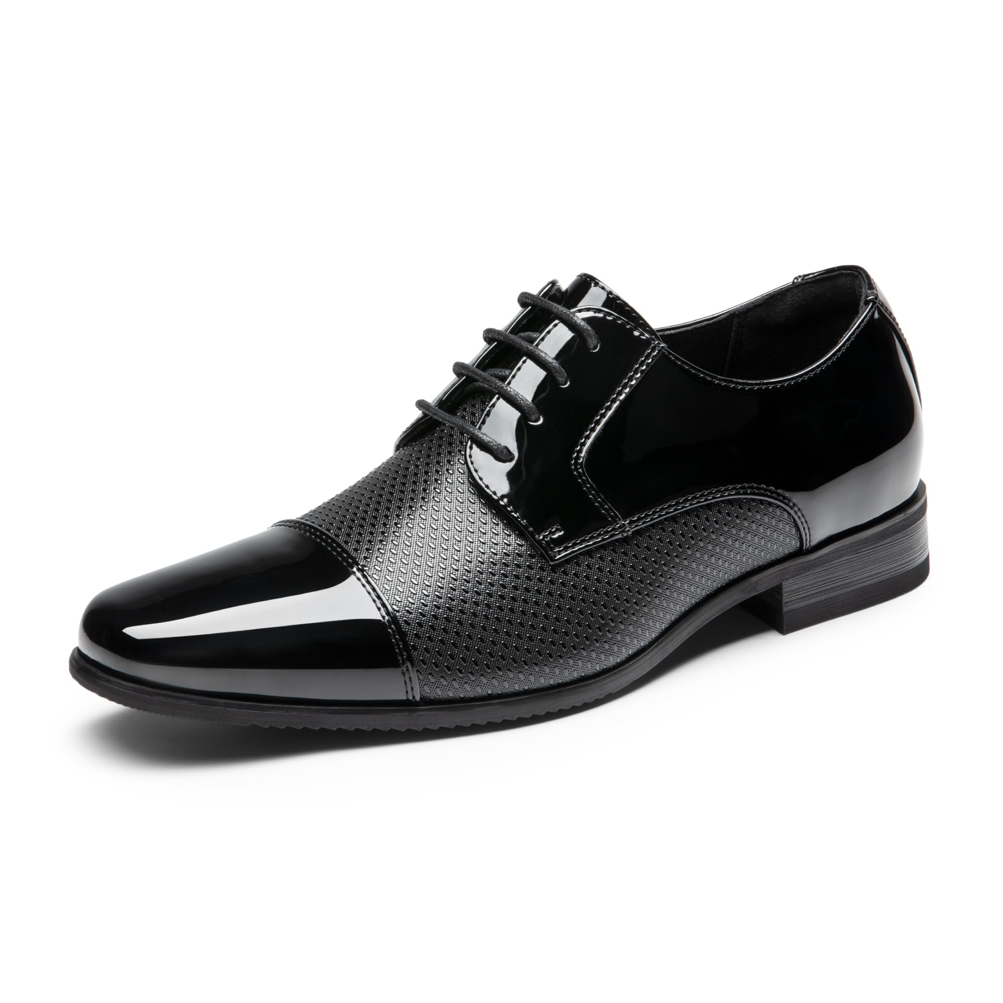 Bruno Marc Men's Patent Leather Tuxedo Dress Shoes - Classic Lace-up Formal Oxfords for Weddings, Prom & Business Events - Shiny Black Evening Shoes for Groom, Party & Special Occasions