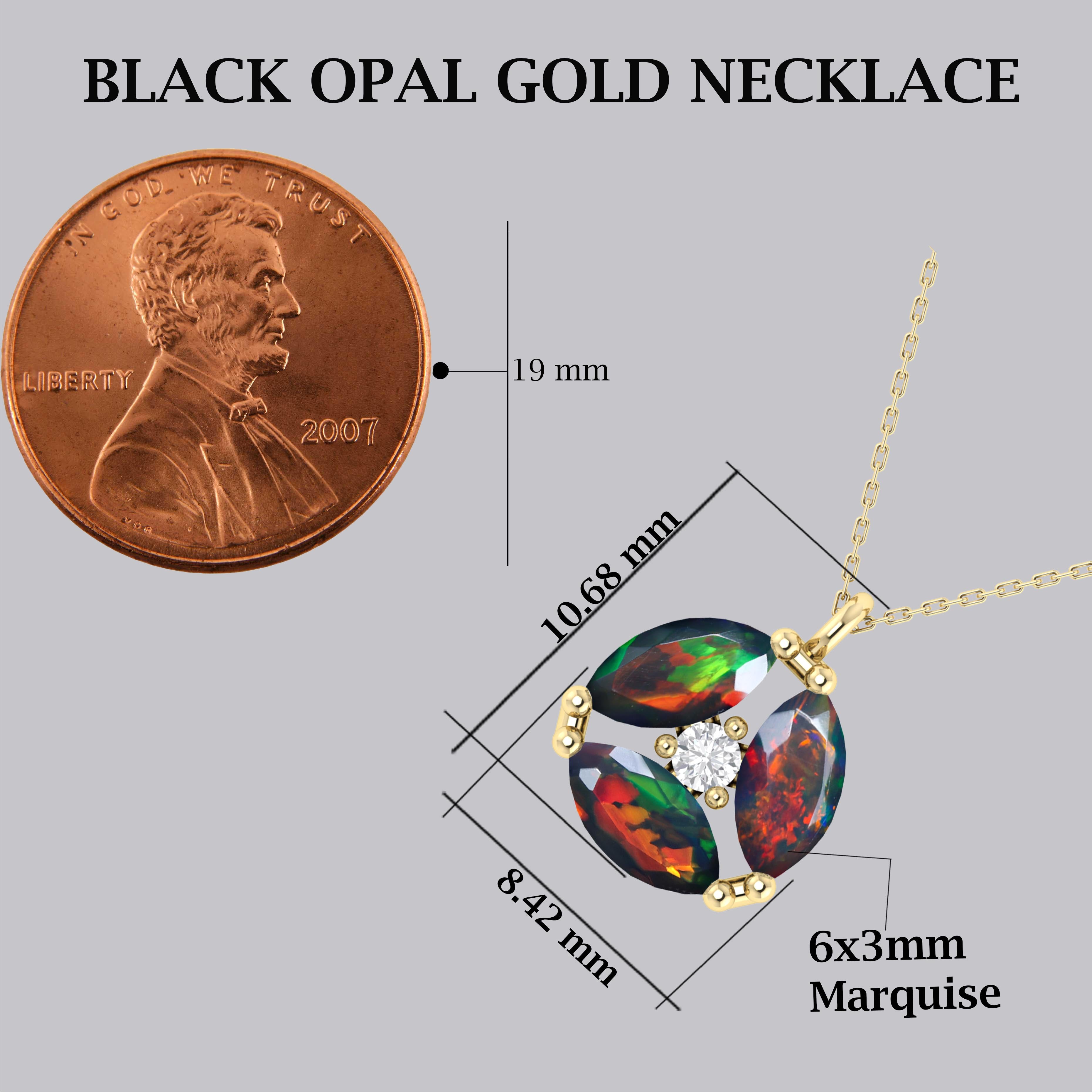 Fire Black Opal Three Stone Round Pendant Necklace - Elegant Jewelry for Women, Perfect for Weddings, Anniversaries & Special Occasions