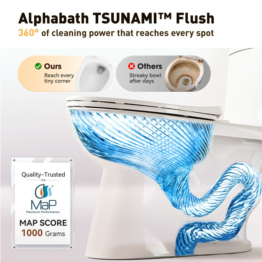 Alphabath 2-Piece Elongated Toilet with Single/Dual Flush - 17