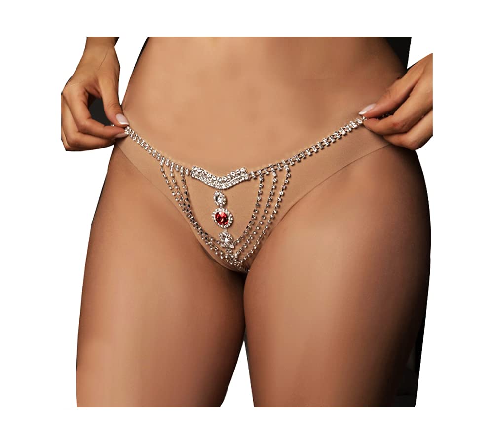 Sparkling Rhinestone Body Chain for Women - Crystal Belly Waist Jewelry - Shiny Mini Thong Nightwear Accessory - Perfect for Bachelorette Parties, Music Festivals & Sensual Occasions