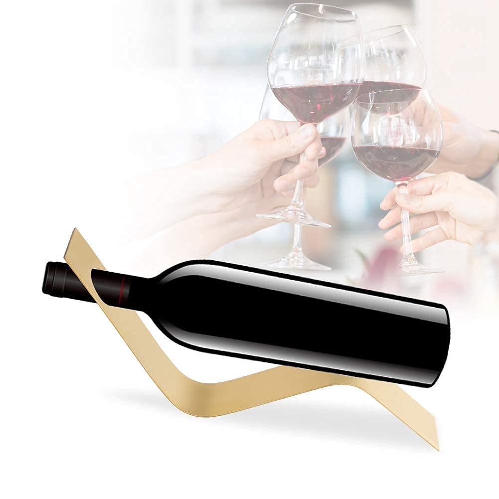 Premium Stainless Steel Wine Bottle Holder - Single Wine Rack for Kitchen, Bar & Dining Room - 35 x 5 x 14.5 cm - Modern Wine Storage Solution for Home & Restaurant Use