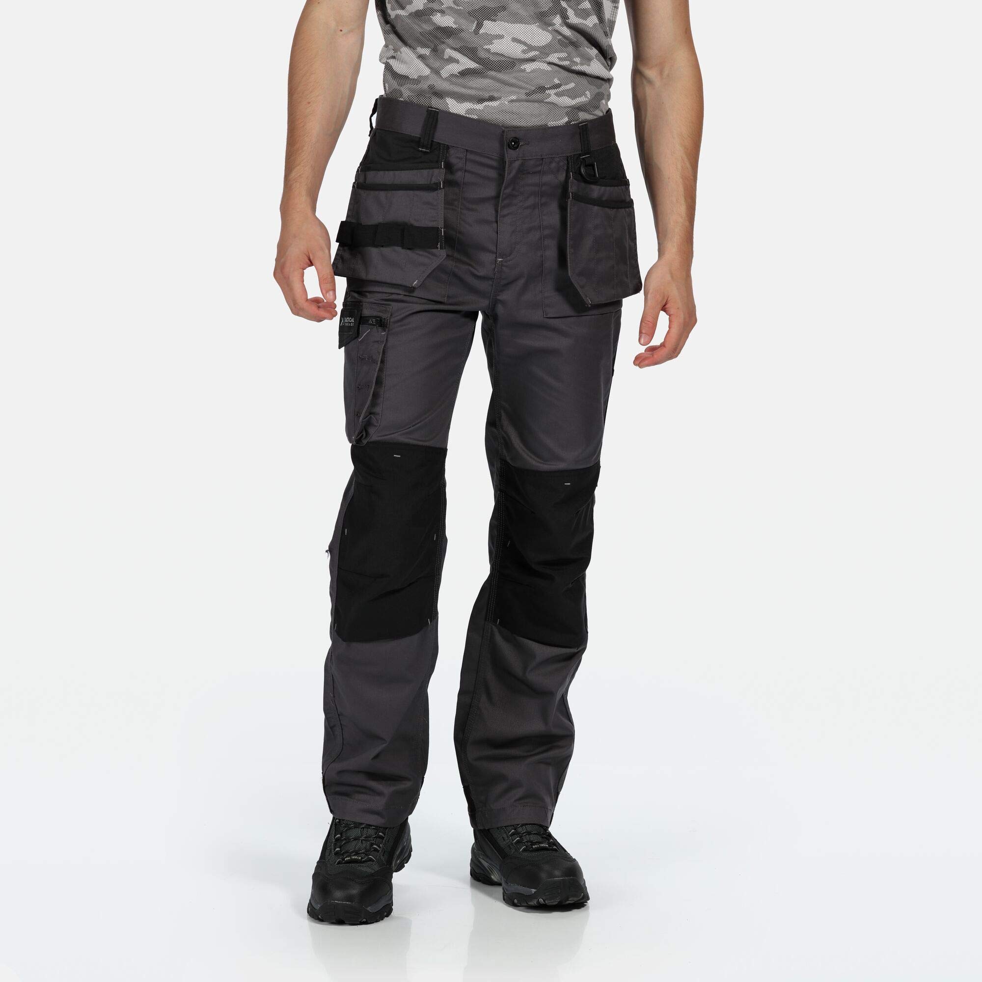 Regatta Men's Incursion Work Trousers 32L Iron Black - Durable Work Pants for Construction, Landscaping & Outdoor Jobs