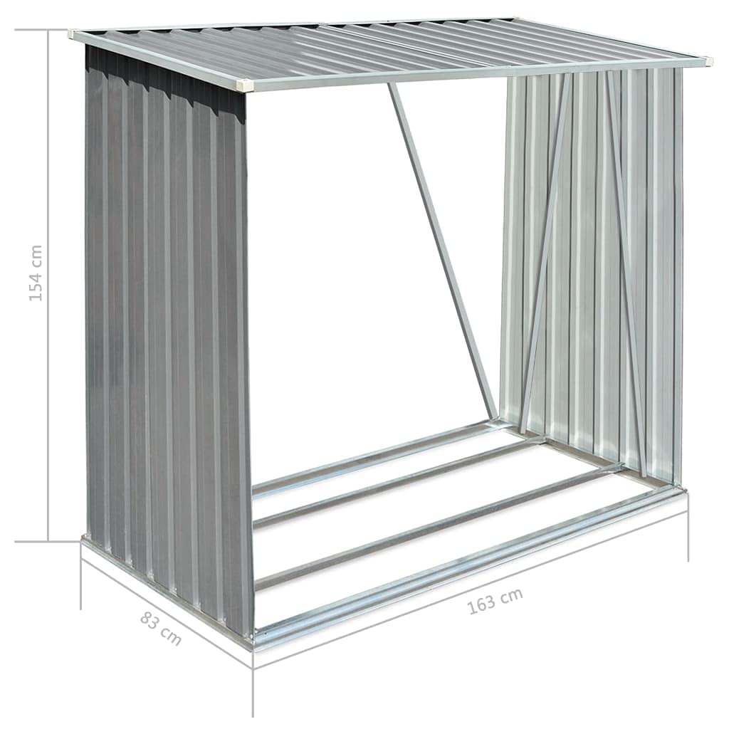FAMIROSA Galvanized Steel Firewood Storage Rack - Outdoor Garden Log Shed Shelter for Firewood, Timber & Logs - Weather-Resistant Steel Wood Storage Cabin for Patio, Backyard & Camping Use