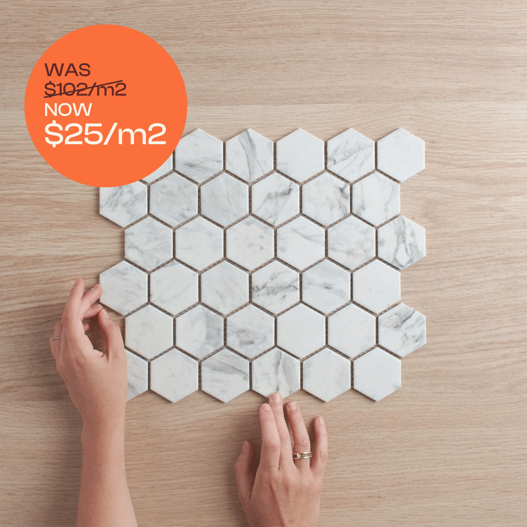 Premium Matte Carrara Look Hexagon Tile - 12x12 Inch Peel and Stick Backsplash for Kitchen, Bathroom, Shower - Waterproof, Easy to Install, Self-Adhesive Wall Tile