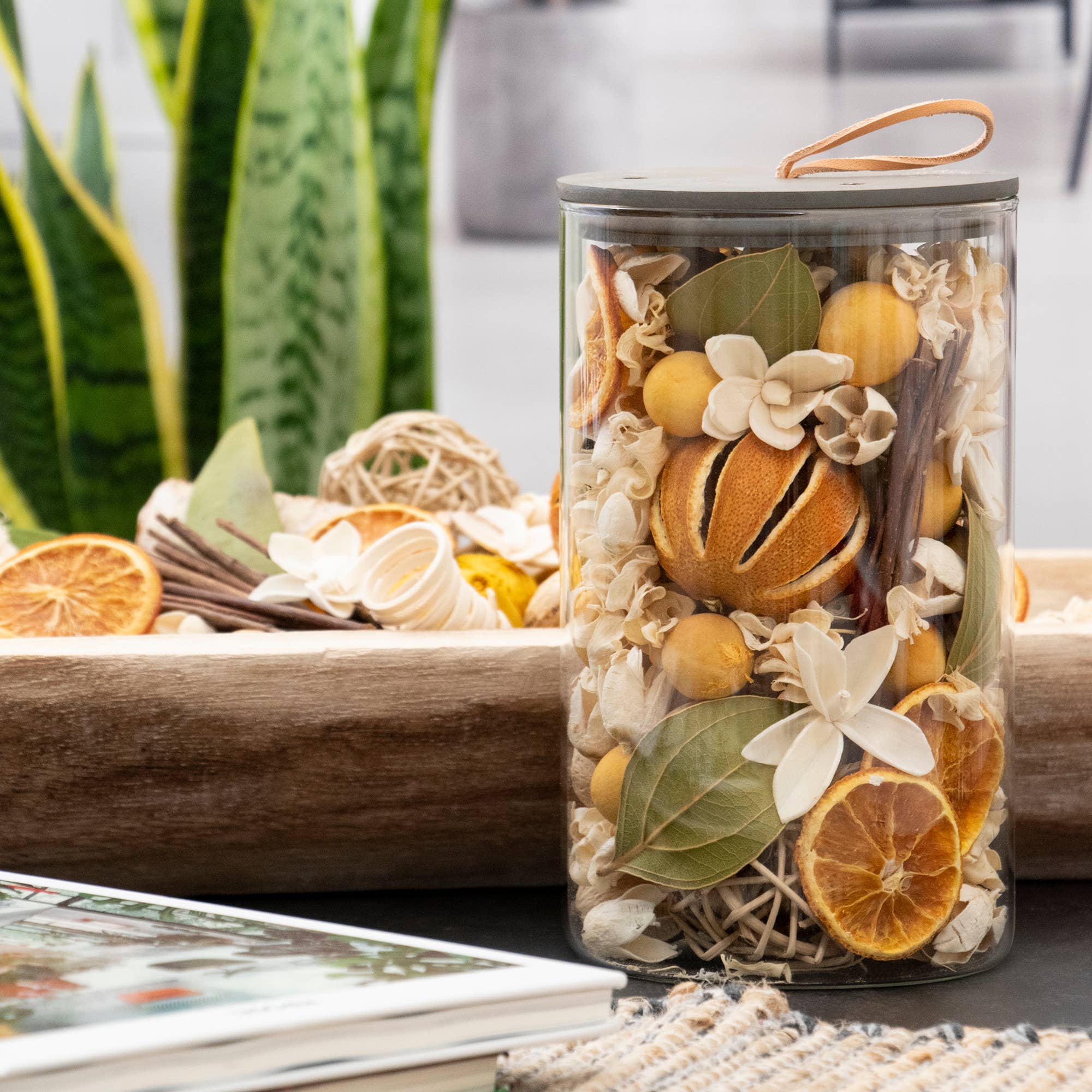 Lemon Zest & Thyme Potpourri Jar - Natural Aromatherapy Home Fragrance for Relaxation | Perfect for Living Room, Bedroom, and Bathroom Decor