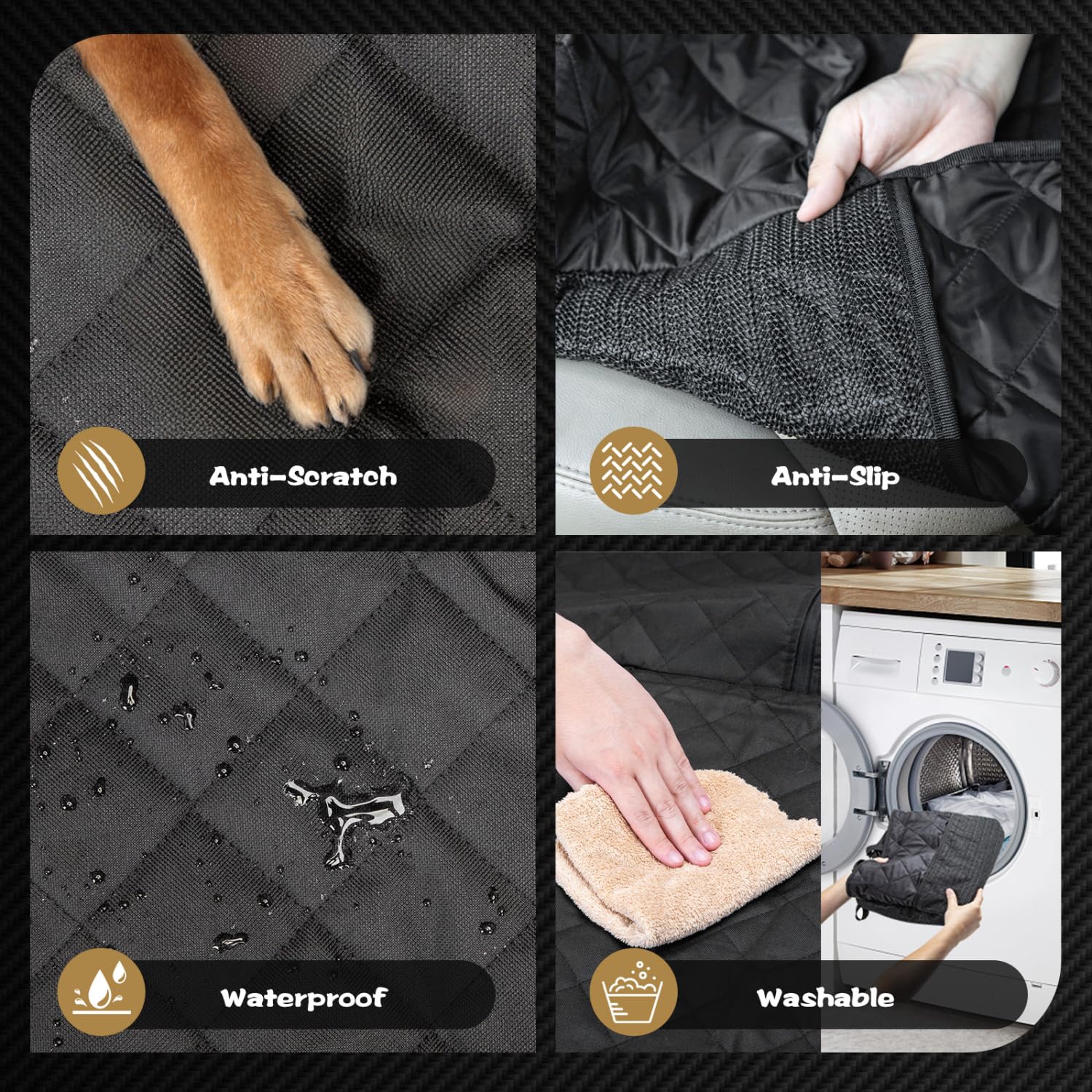 Nobleza Waterproof Dog Car Seat Cover - Non-Slip Scratch Proof Pet Seat Protector for Cars (137×121cm) | Durable Back Seat Cover for Dogs | Universal Fit for Most Vehicles | Perfect for Road Trips & Daily Commutes