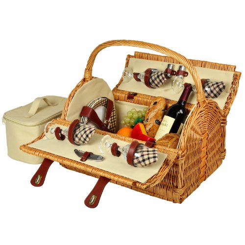 Wicker With London Plaid Plates/Napkins